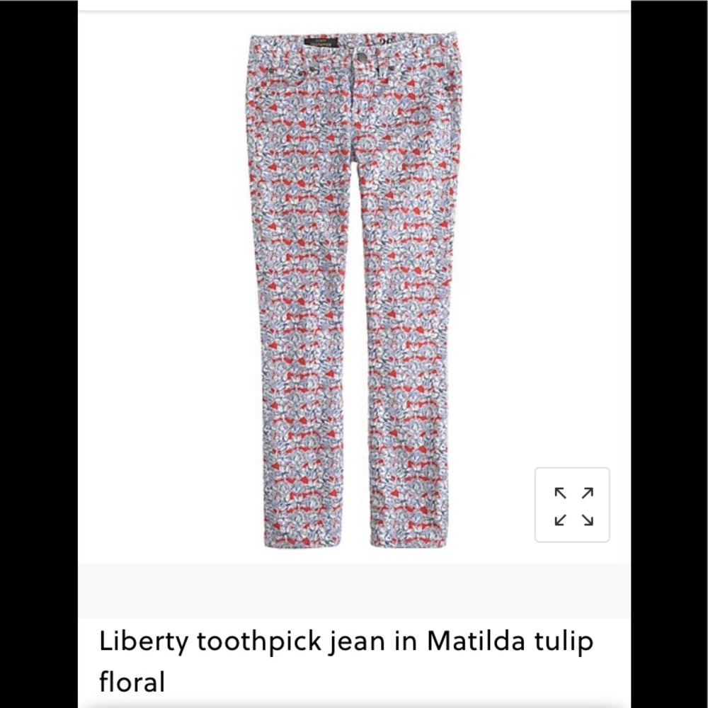 Liberty print- floral toothpick jeans Jcrew